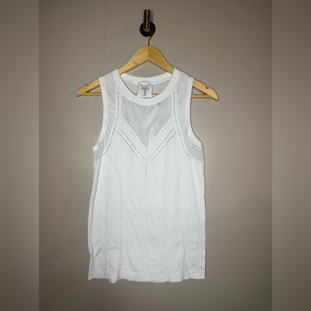 Athleta White Mesh Detail Tank Top